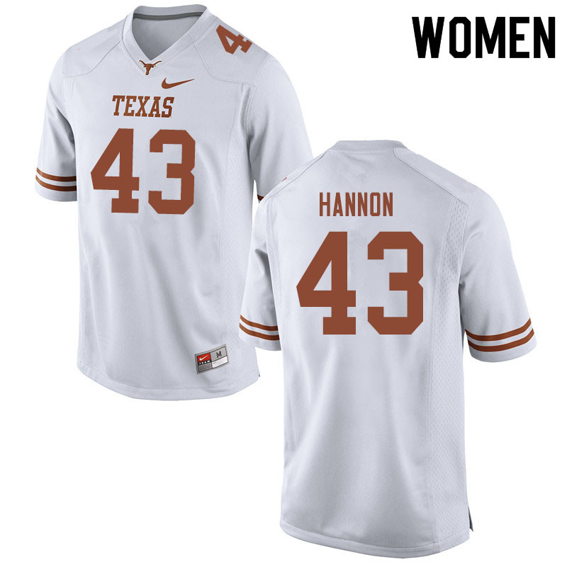 Women #43 Chris Hannon Texas Longhorns College Football Jerseys Sale-White